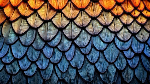 Patrones coloridos en escamas de alas de mariposa creados con tecnología de IA generativa