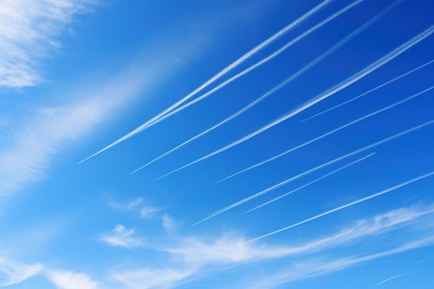 Foto los patrones de contrarreloj se cruzan en un cielo azul profundo del mediodía