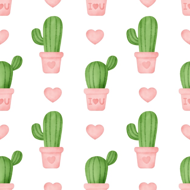 Patrones sin fisuras de cactus acuarela