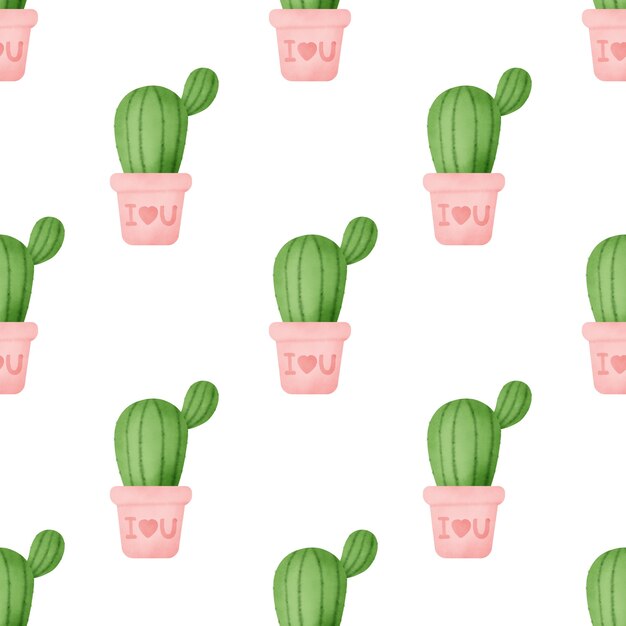 Patrones sin fisuras de cactus acuarela