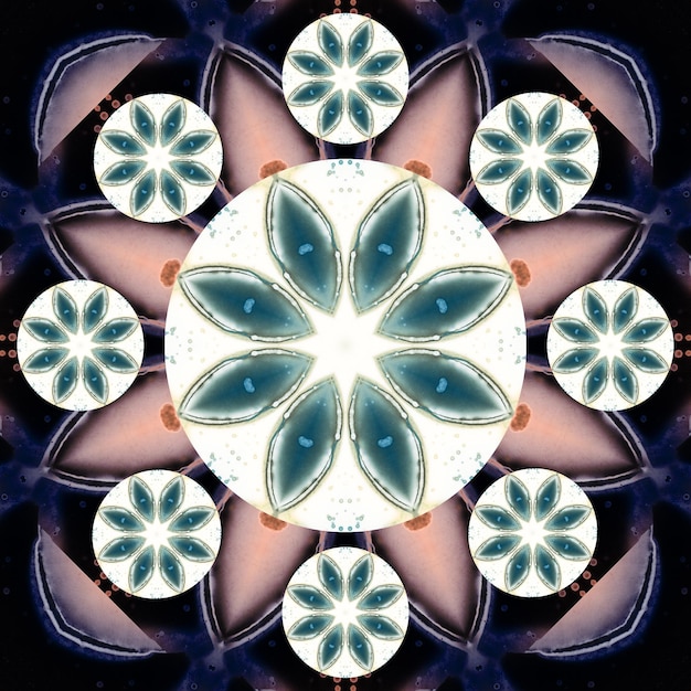 Patrones sin fisuras Elemento abstracto para patrón Arte digital Flores de círculos y manchas Arte digital
