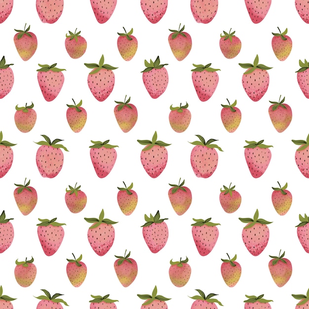 Patrones sin fisuras con imágenes estilizadas de fresas maduras en diferentes formas