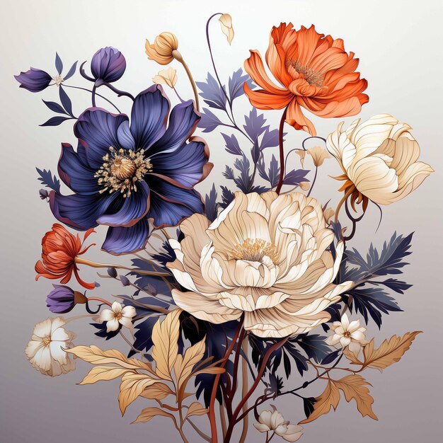 Los patrones florales de las fotos representan una celebración de bodas moderna generada por ai