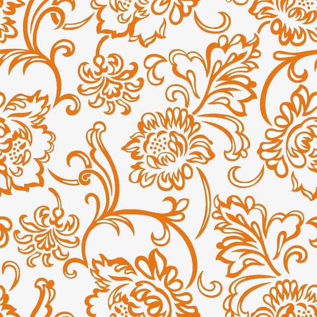 patrones florales naranjas en un fondo gris