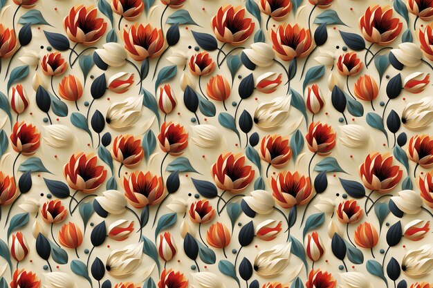 Los patrones de flores de tulipán rojo sin costuras inspirados en el jardín