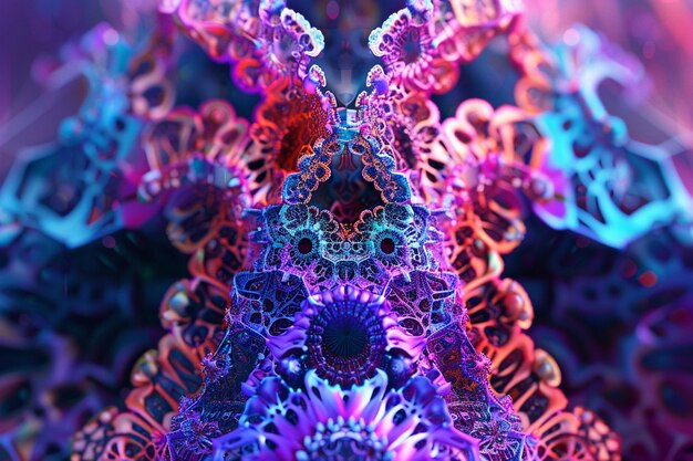 Patrones fractales abstractos con colores caleidoscópicos