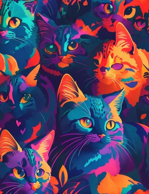 Foto patrones de gatos coloridos