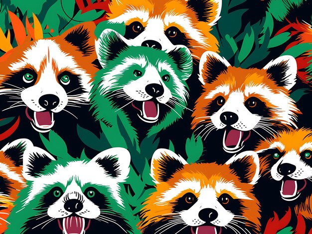 Foto patrones de ilustración de animales multicolores una muestra vibrante de arte y diseño digital