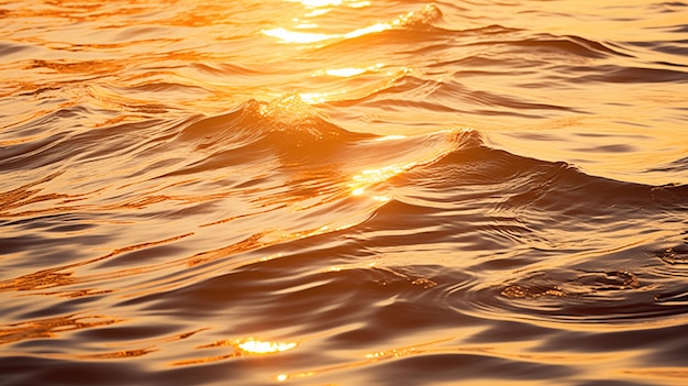 Patrones de olas Agita el agua bajo los tonos dorados de la puesta de sol Generado por IA