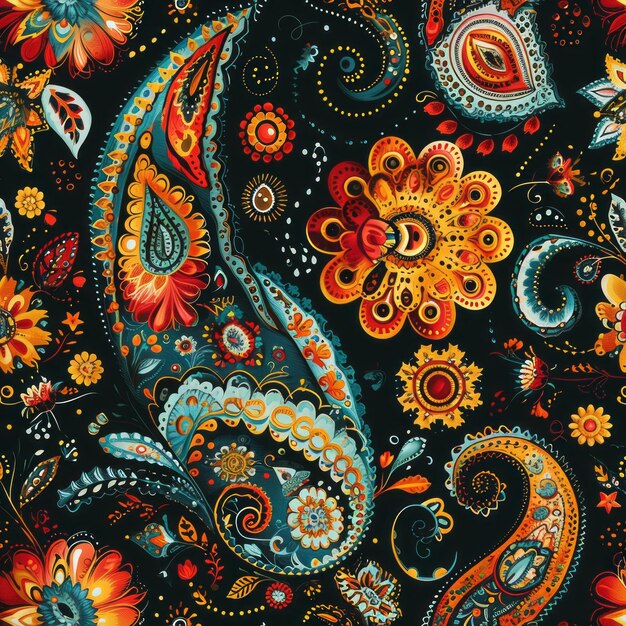 Patrones de Paisley sin costuras con colores audaces