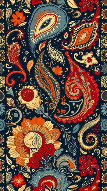 Foto patrones de paisley sin costuras con colores audaces