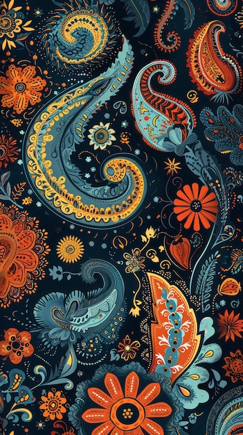 Patrones de Paisley sin costuras con colores audaces