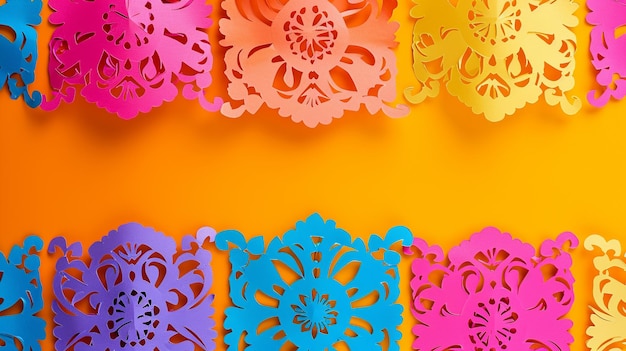 Foto patrones de papel picado festivos en un tema cultural vibrante