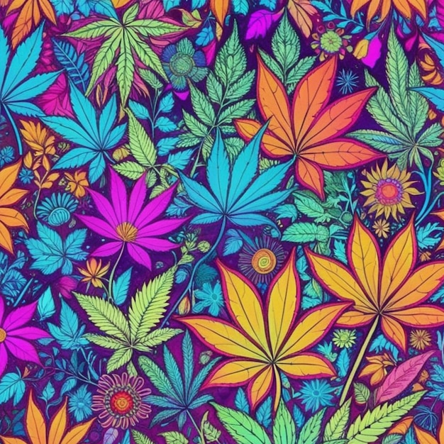 Foto patrones psicodélicos y colores brillantes de la botánica