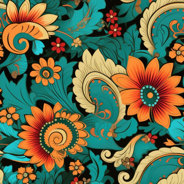 Patrones que incorporan elementos de diseños tradicionales mehndi indios.
