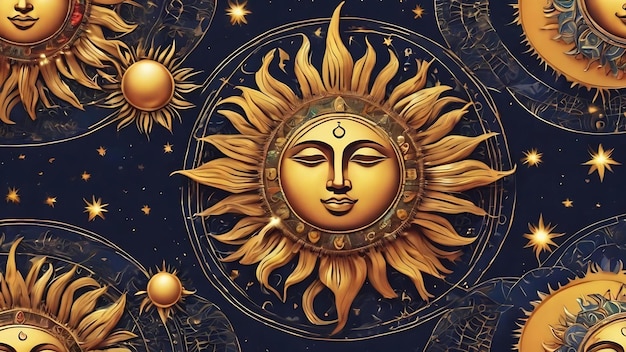 Patrones de sol y luna patrón con símbolos astrológicos de sol y luna