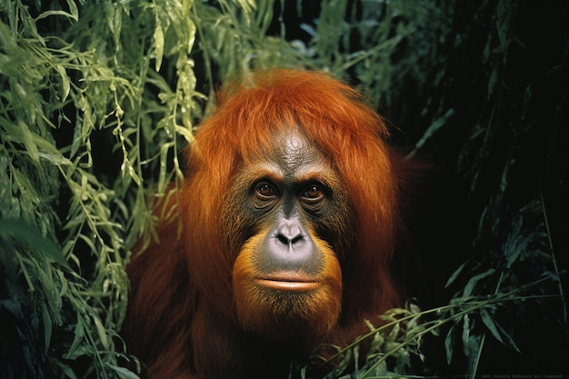 Foto patrones visuales inspirados en el santuario del orangután de sumatra que hacen hincapié en la necesidad de conservación