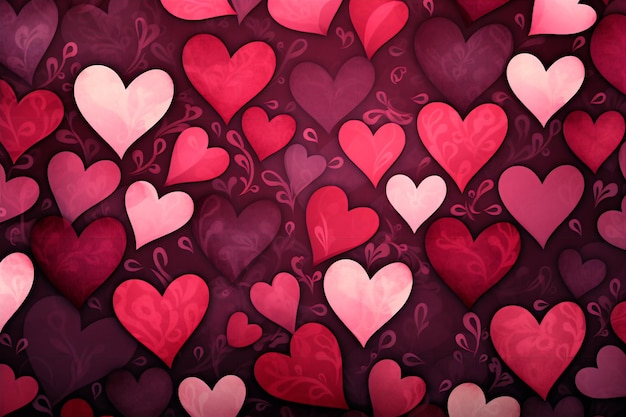 Foto pattern of hearts for valentine's day background wallpaper ai generated