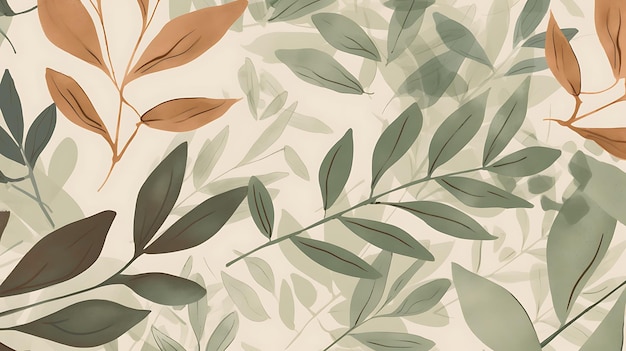 Foto pattern_of_plant_2d_flat_general_illustration_pattern_leaf_olive_green_and_co_minimalist_decoration_