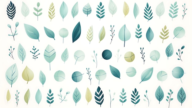 Foto pattern_of_plant_2d_flat_general_illustration_pattern_leaf_teal_and_mint_gree_minimalist_decoration_