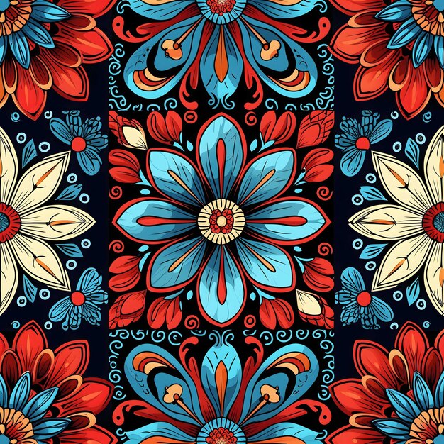 Patterns florais cubistas culturalmente diversos