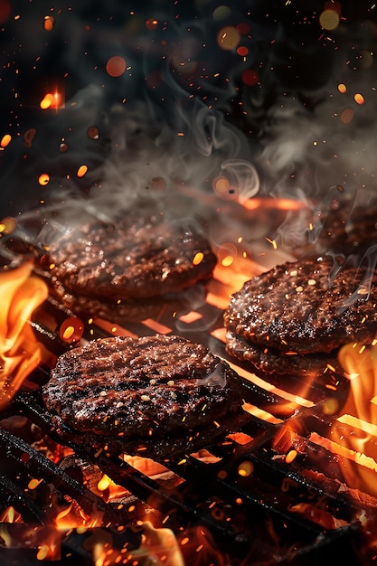 Patties de hambúrguer de carne fresca e suculenta gerados por IA