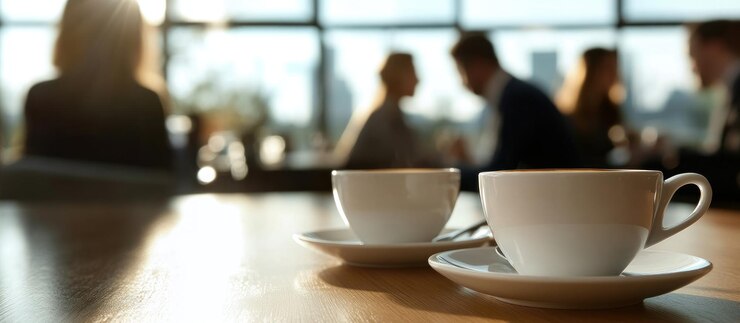 La pausa para el café en un café moderno