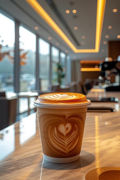 Foto pausa para un café en una oficina acogedora y un fondo natural