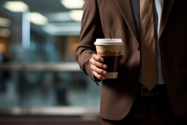 Pausa de café en el trabajo entrega de bebidas a la oficina