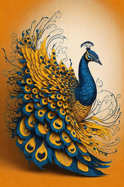 pavão weddind_card_design_with_bottom_side_peacock_dancing