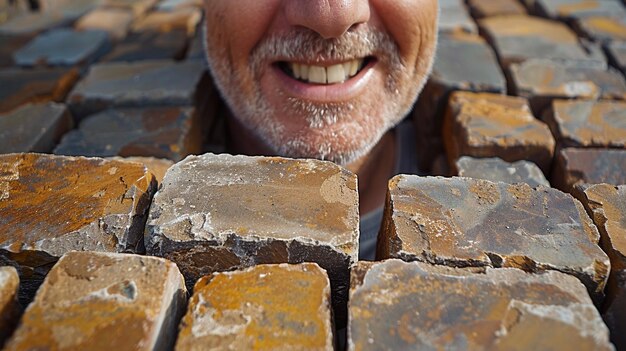 Foto el pavimentador segmental sonriente