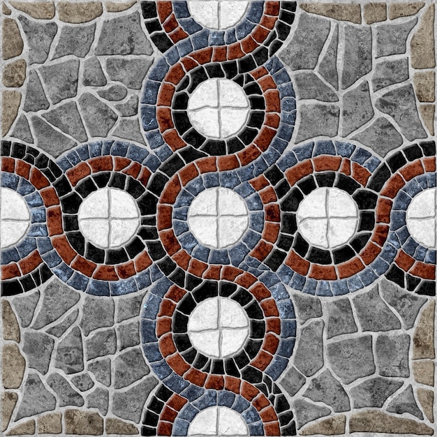 Pavimento em ladrilhos decorativos de pedra. textura de fundo de pedra natural colorida.