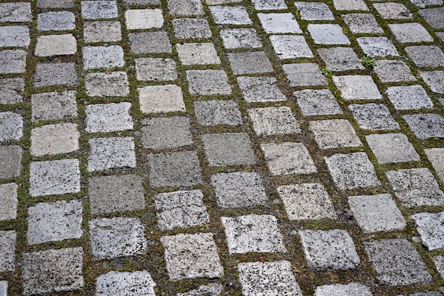Pavimento de granito adoquinado en calle de Alemania.