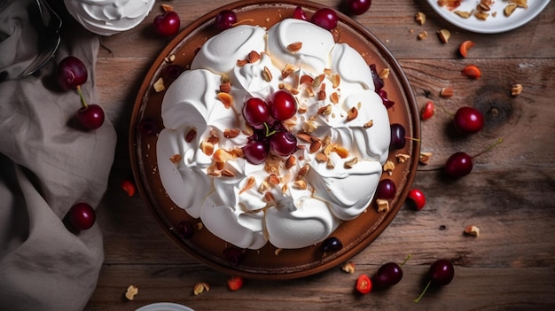 Foto pavlova es un postre a base de merengues