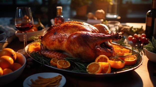 Pavo al horno y otros alimentos de Acción de Gracias