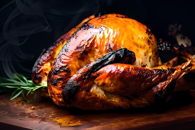 El pavo al horno con poca luz foto de Ai imagen generativa