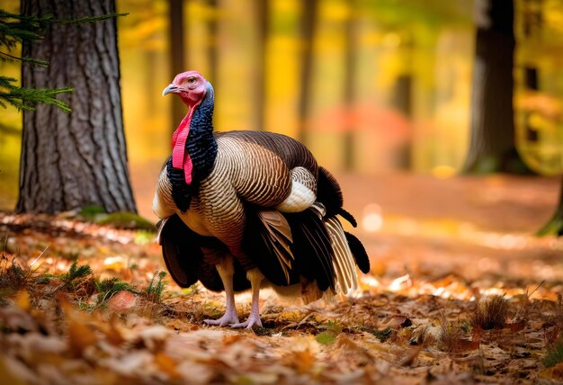 Foto el pavo en el bosque de michigan la vida silvestre de michigan