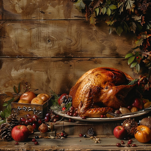 Foto un pavo está en una mesa con un pavo en ella