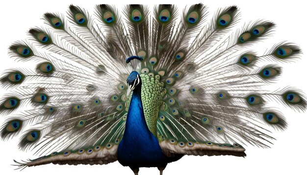 Foto un pavo real con una cabeza azul y verde y plumas