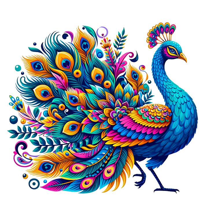 Un pavo real de colores