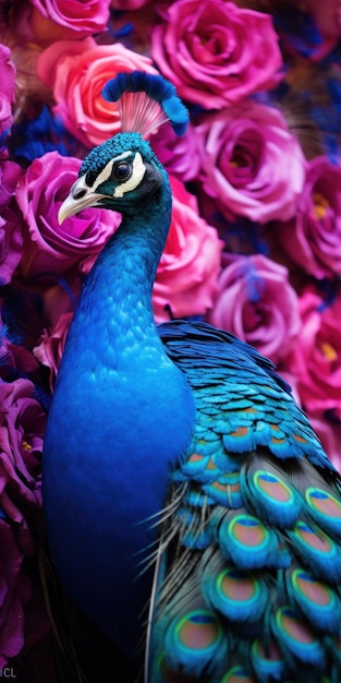 El pavo real es un fondo de colores vívidos.