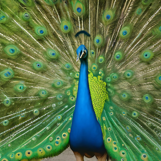 un pavo real con la palabra pavo real en su espalda