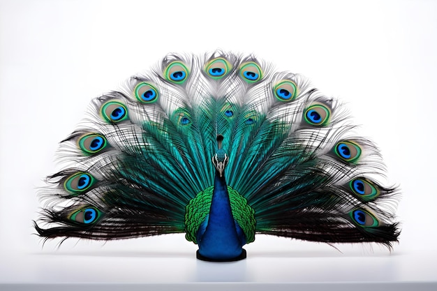 Un pavo real con las plumas de la cola extendidas