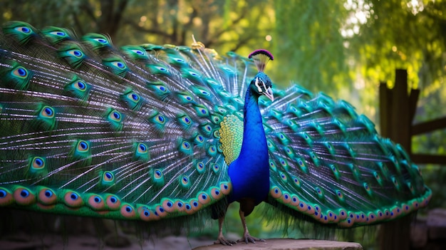 El pavo real en el zoológico