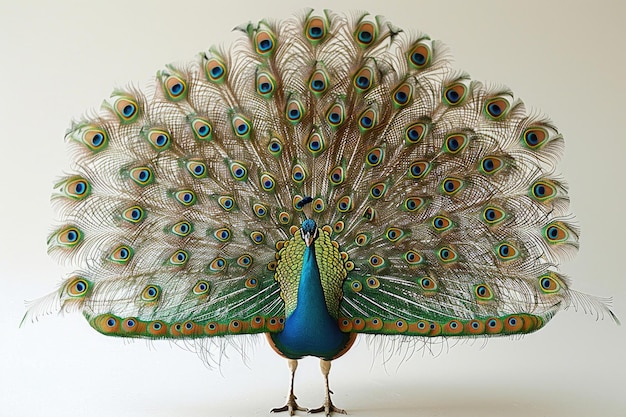 Un pavo realza las plumas de la cola abanicadas