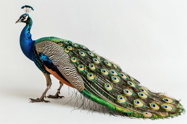 Foto un pavo realza las plumas de la cola abanicadas