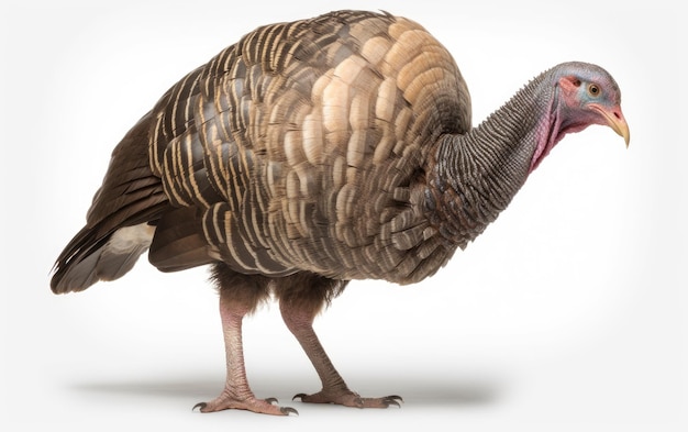 Un pavo sobre un fondo blanco imágenes de aves domesticadas generadas por ai