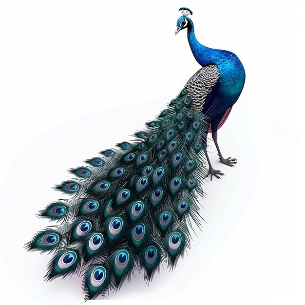 Foto un pavón con plumas azules y una imagen de un pavón