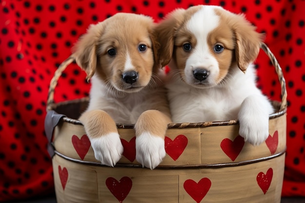 Pawfect Love Dos cachorros en una manta con estampado de pata