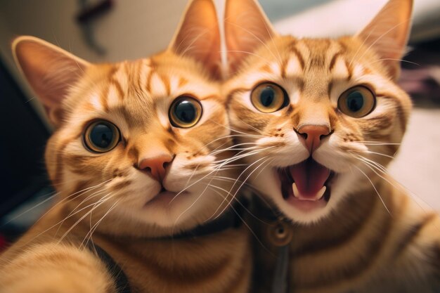 Pawfect Selfie El dúo felino hace clic